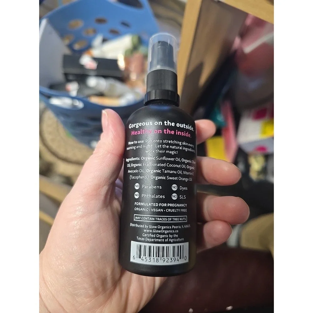 GLOW ORGANICS BELLY OIL 3.2 Fl Oz  Stretch Marks New In Box Glass Bottle